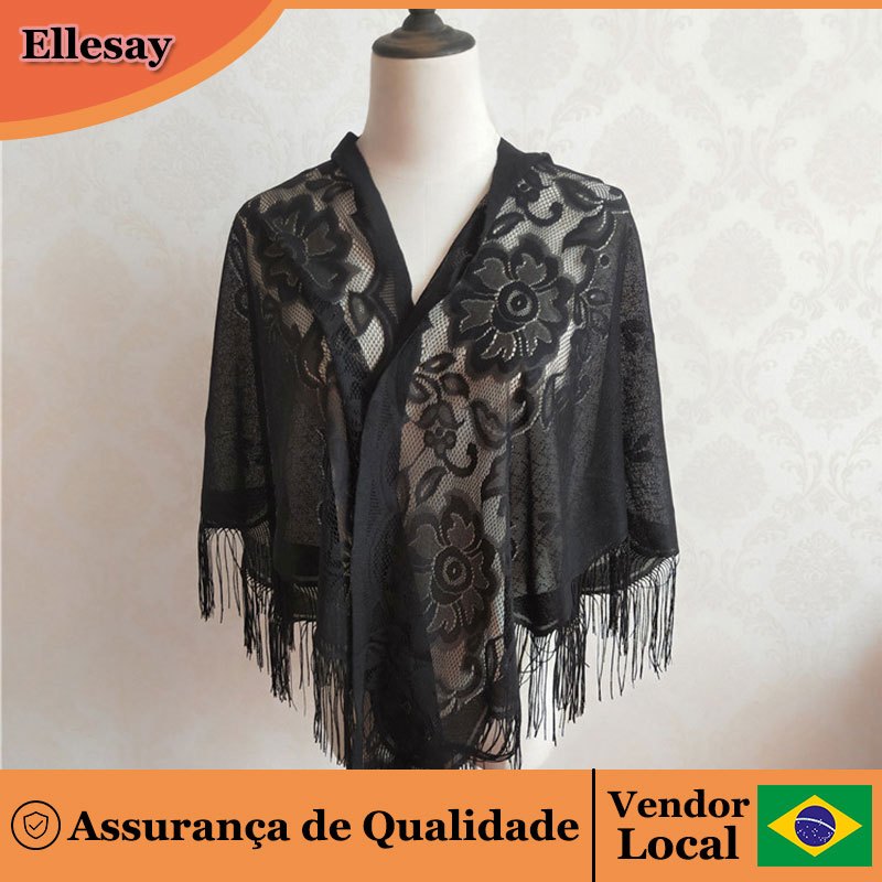 Primavera outono lenço de seda fino renda triângulo cachecol feminino exterior Cheongsam Hanfu xale borla lenço