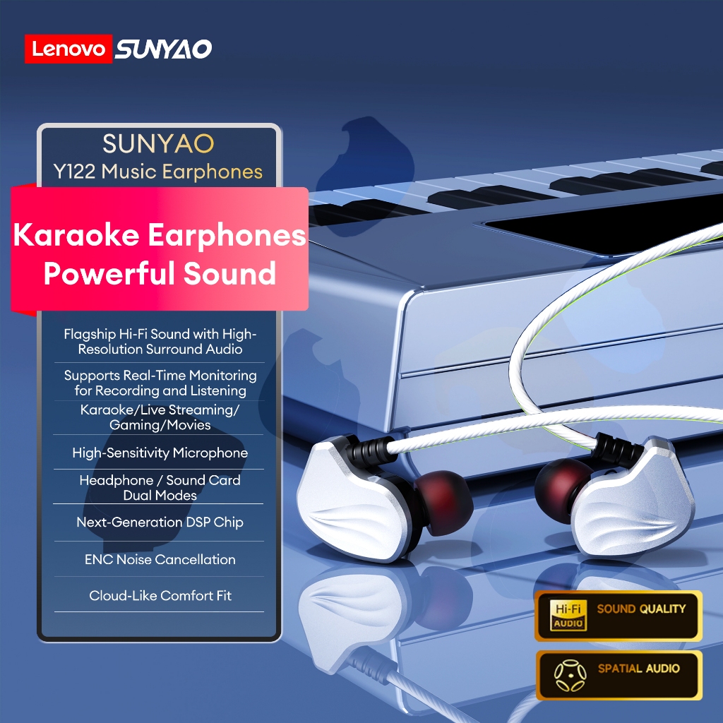 Lenovo SUNYAO Y122 Fones De Ouvido Com Fio HIFI Type C Intra-Auriculares Microfone Para Gravação De Transmissão Ao Vivo · foto 2