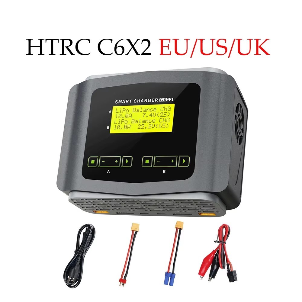 HTRC C6X2 AC 150W/DC 240W Carregador/Descarregador De Equilíbrio Inteligente Duplo Para RC 1-6S LiPo 15S NiMH