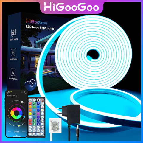 HiGooGoo 5/10/2030M APP Controle Fita De Led Neon Remoto Flexível Música RGB Luz Para Decoração Festa Natal Prova Dagua