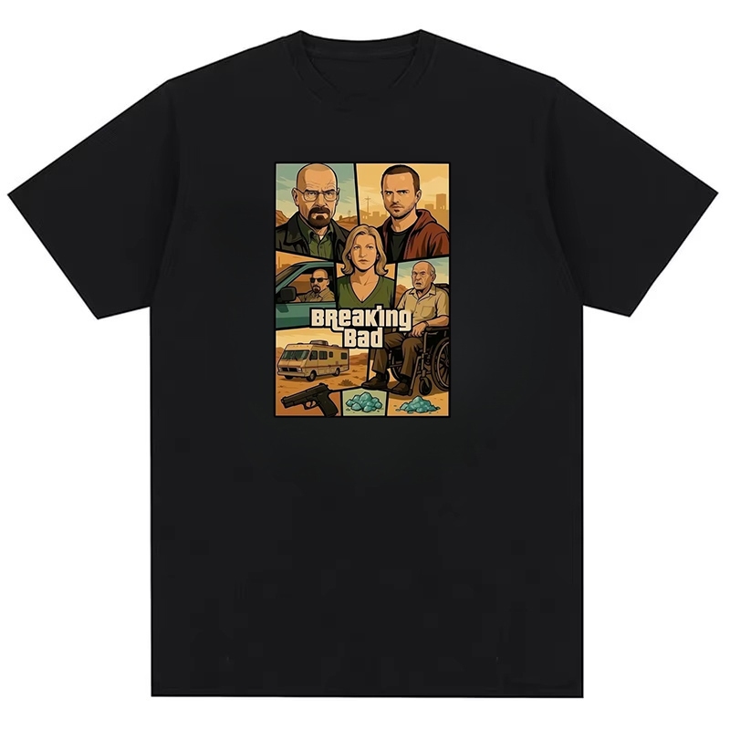 Breaking Bad Heisenberg Better Call Saul Moda Retro Pop Camiseta Masculina Confortável Com Gola Redonda