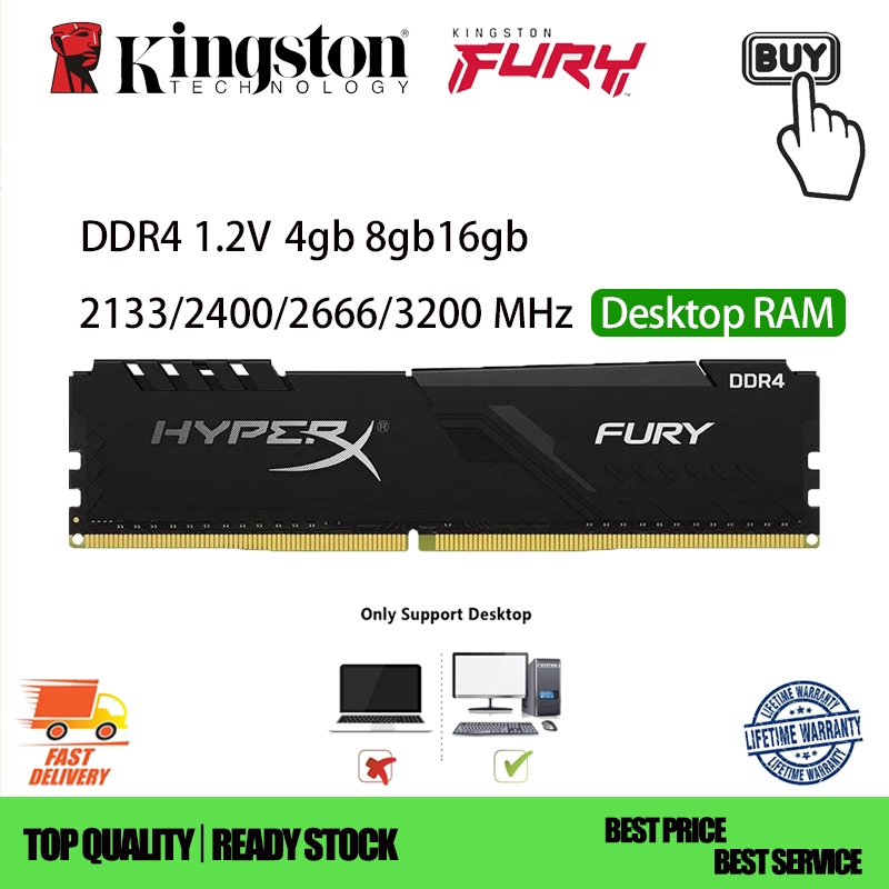 Kingston HyperX FURY RAM DDR4 4/8/16GB 2133 2400 2666 3200 MHz Desktop Memory PC Ram udimm dimm Memória De 288 Pinos