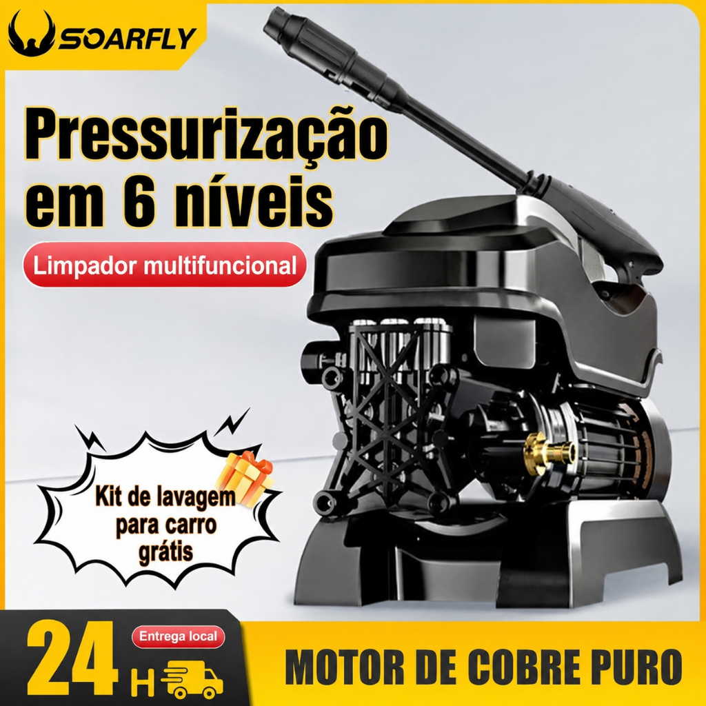 Motor portátil de indução para lavadora de alta pressão 4800W preto 127V-220V