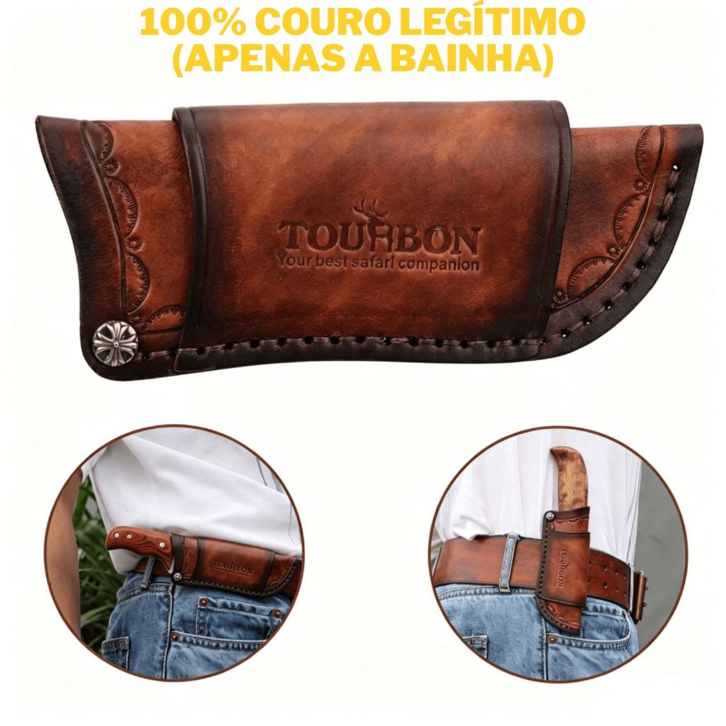 Tourbon Bainha de Couro Legítimo para Canivete EDC Bolso Presilha Cinto Camping