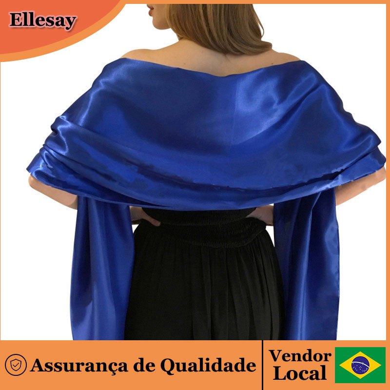 Vestido de noite de cor sólida xale longo cor Ding cachecol decoração casamento Cheongsam combinando xale de cetim