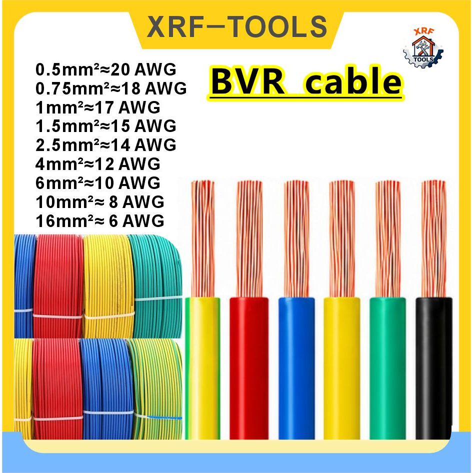 Cabo De Cobre Puro BVR De 5 Metros 20-6 AWG Flexível Retardador De Chamas Com Isolamento De PVC Alimentação Doméstica Do