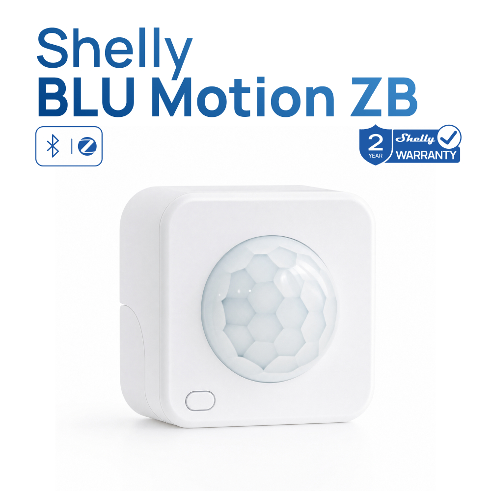 Shelly BLU Motion ZB Zigbee 3.0 Sensor De Movimento Detector PIR Com Lux Bluetooth 5.0 Alimentado Por Bateria Automação