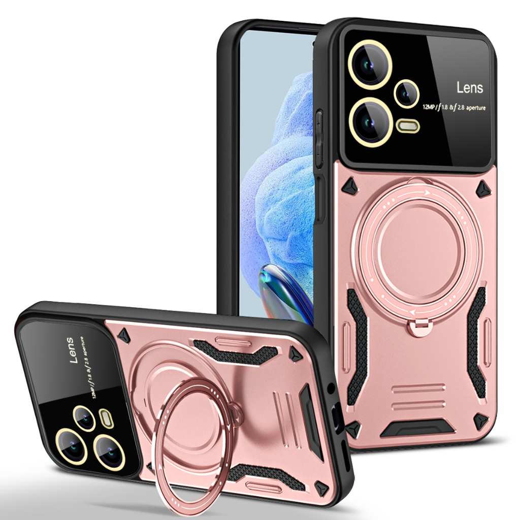 Para Xiaomi Redmi 14C K70Pro Turbo 3 Note13 Suporte De Anel Giratório De 360 Graus Capa De Telefone Painel De Lente Gran