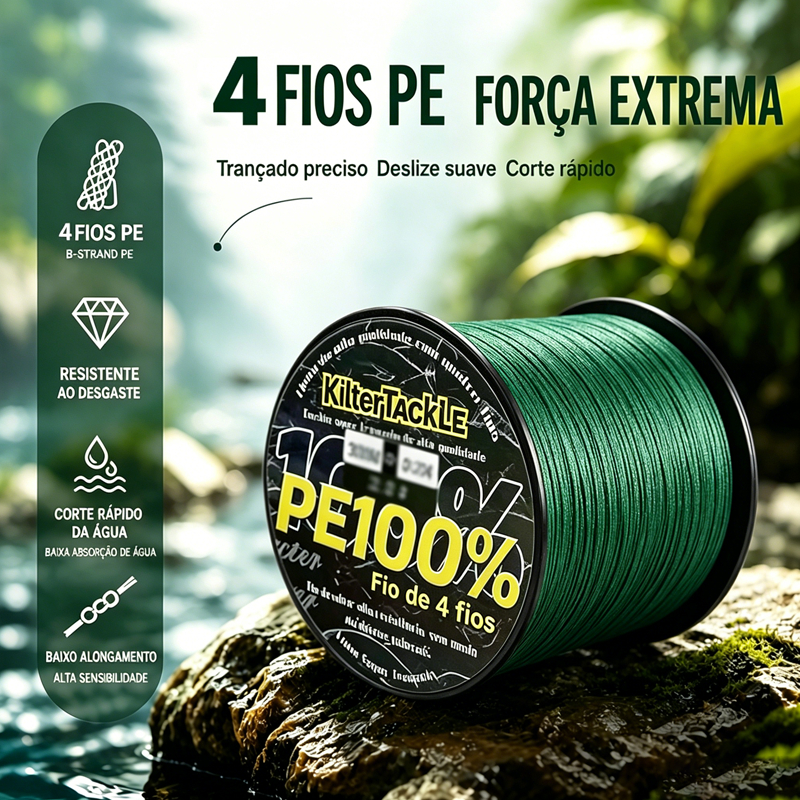 kit 500m Linha De Pesca Multifilamento Cinza 4 Fios Super Resistente PE