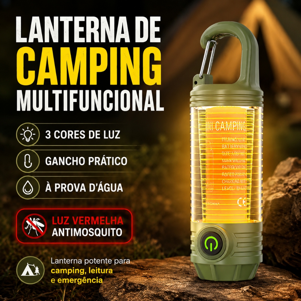 Lâmpada Recarregável Para Barraca De Acampamento E Pesca Luz Portátil Usb de Pendurar
