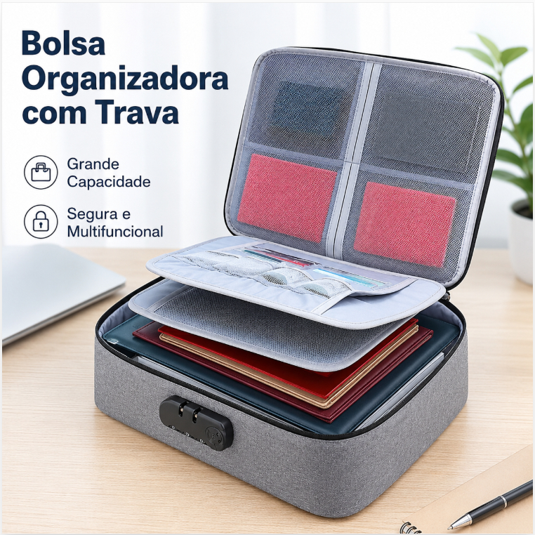 Bolsa Trancar Grande Universal Para Organizador De Documento Viagem Porta-Cartões Suporte Bolsa De Ferramentas