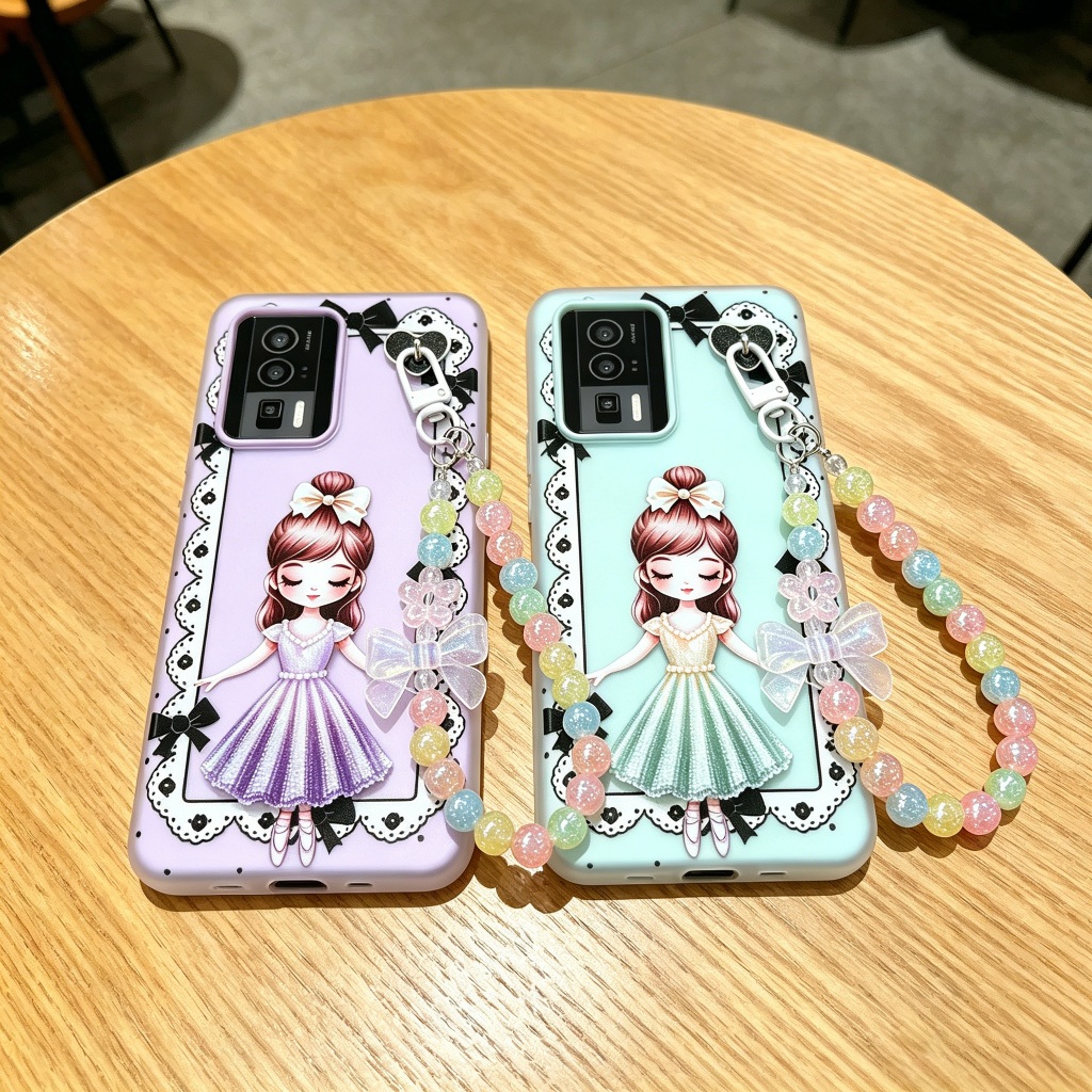 Padrão De Vestido Barbie De Desenho Animado Com Pulseira Capa Fosca Para TECNO Pova 5 6 7 Pro Ultra 4G 5G Caixa De Prote