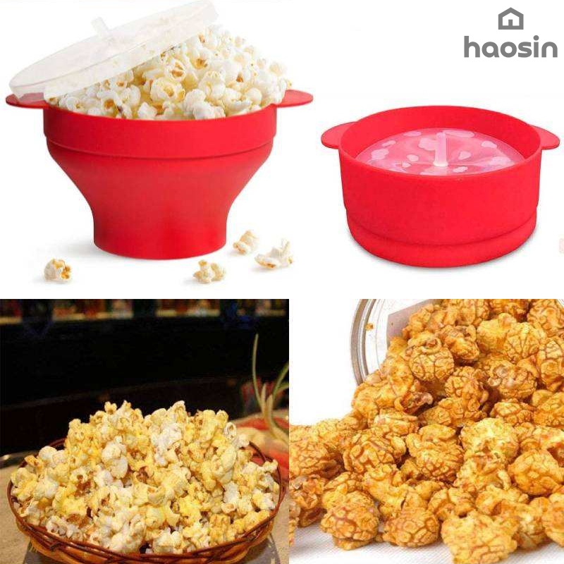 Pipoqueira Grande Para Micro-ondas Sem Óleo Balde Pipoca Silicone Redonda Com Tampa Livre BPA