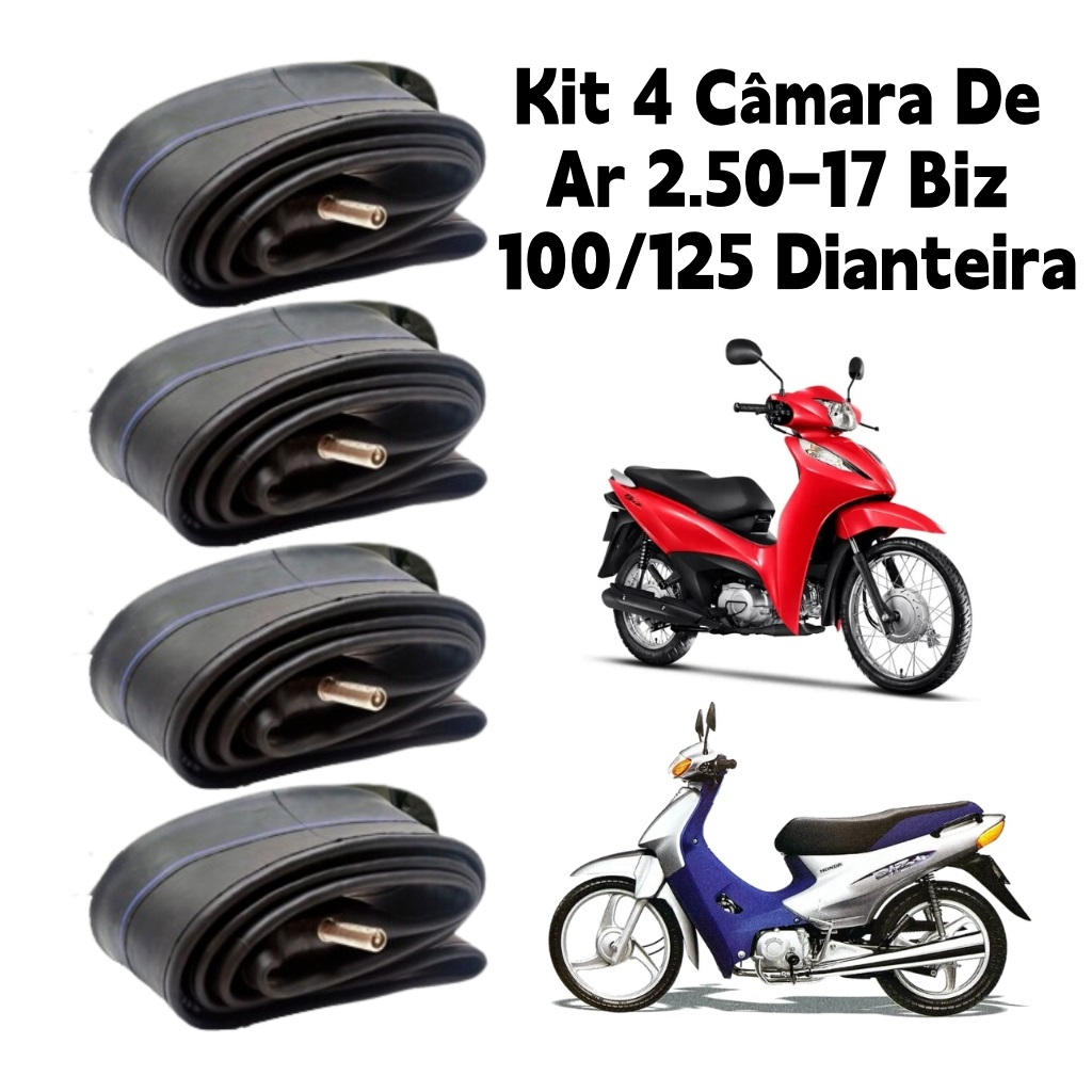 Kit 4 Câmara De Ar 2.50-17 Biz 100/125 Dianteira