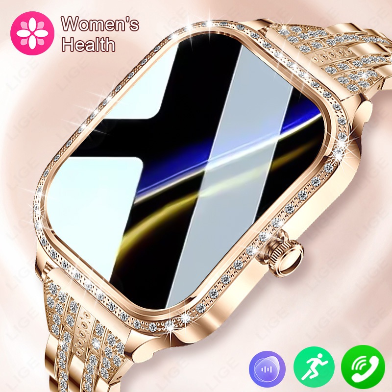 LIGE Mulheres Relógio Inteligente 1.75'Tela Curva Monitor De Saúde Assistente De Voz Esporte Smartwatch Senhoras