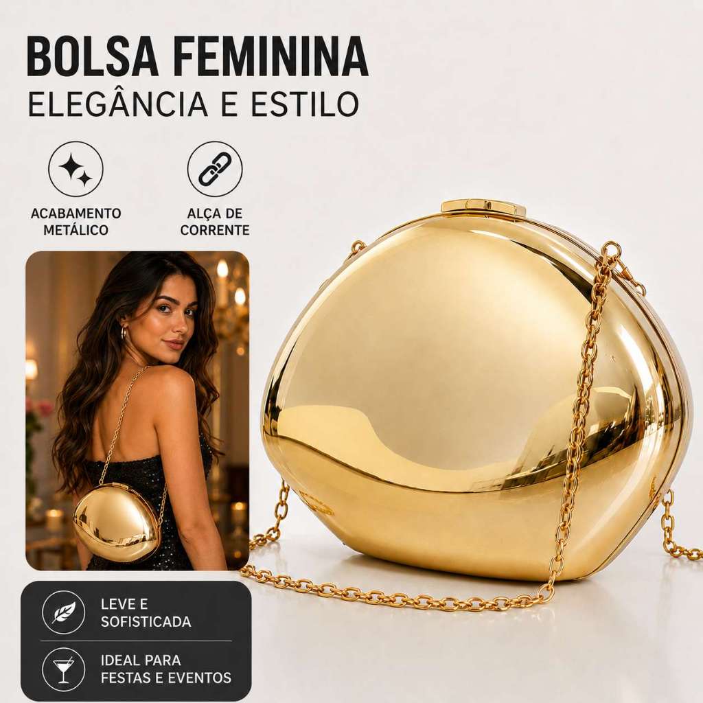 Bolsa Clutch Festa Dourado Clutch Festa Casamento com Corrente Removível Bolsa de Jantar paraCasamentos