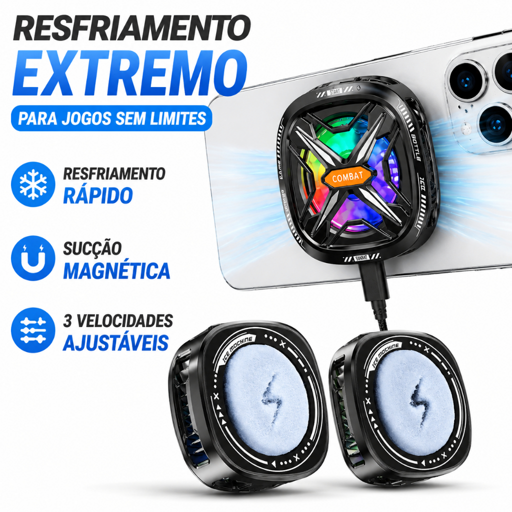 FS05 Pro Radiador Magnético Celular Cooler Resfriamento Rápido RGB 3 Velocidades Jogos