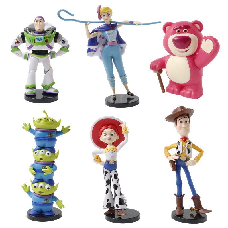 6 Pçs/Set 15cm Dos Desenhos Animados Anime Toy Story Q Versão Figura Woody Buzz Lightyear Jessie Lotso Alien Bo Peep PVC