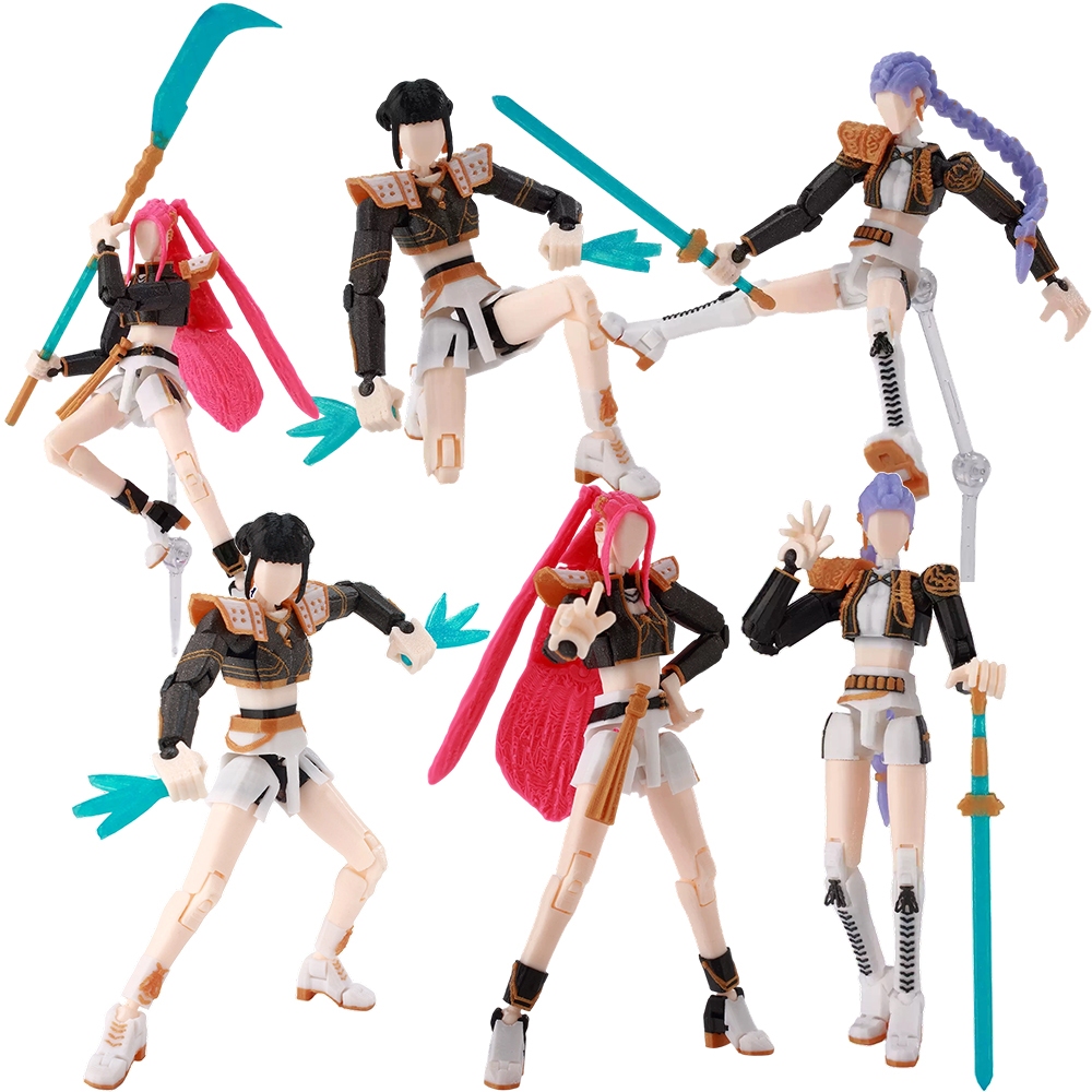 K-POP Demon Hunters Estatueta Impressa Em 3D De Espadachim Oriental , Boneca De Guerreiro Articulado Rumi Mira Zoey Com 