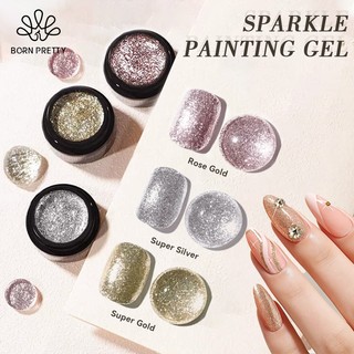 BORN PRETTY Gel Glitter De Unhas Arte Gel Glitter De Unhas Arte Pintura Refletiva Platina…