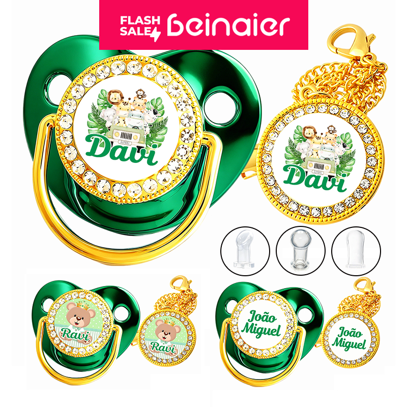 Chupeta para bebês com nome personalizado do bebê, chupeta de silicone BPA Free