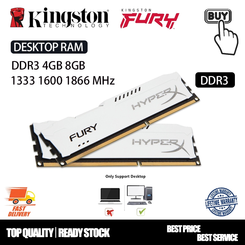 Memória Ram De Mesa Kingston HyperX FURY DDR3 1.5V 4GB 8GB 1333MHz 1600Mhz 1866Mhz 240Pin DIMM