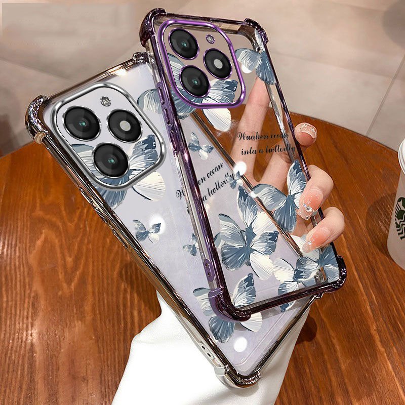 realme C63 C61 C67 C55 C53 C35 C51 C33 C31 C30 Azul Borboleta Caso Almofada De Ar À Prova De Choque Capa Do Telefone Móv