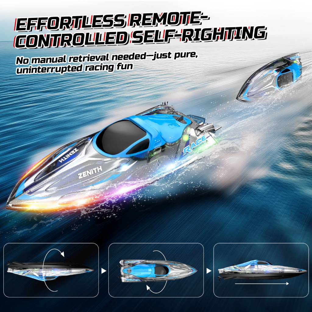 1 : 16 RC Barco Brinquedo De Água Colorido LED Ligh 2.4G Controle Remoto Lancha À Prova Dwaterproof Resistente Ao Impact