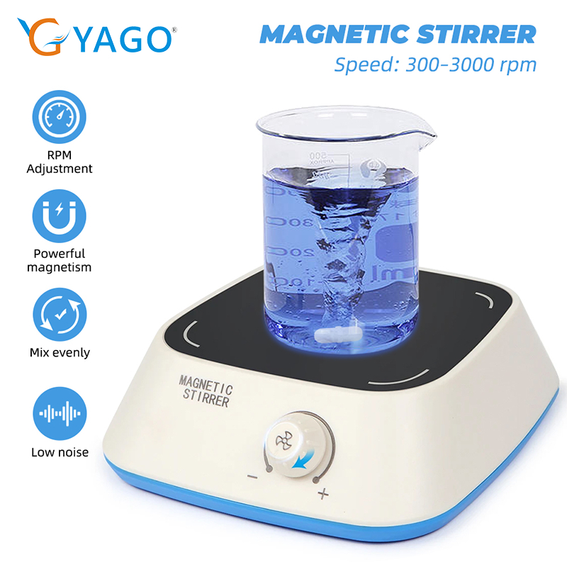 YAGO Mini Agitador Magnético 300-3000rpm DC Motor Sem Escova 3L Capacidade De Laboratório Com Rotor Para Mistura Domésti