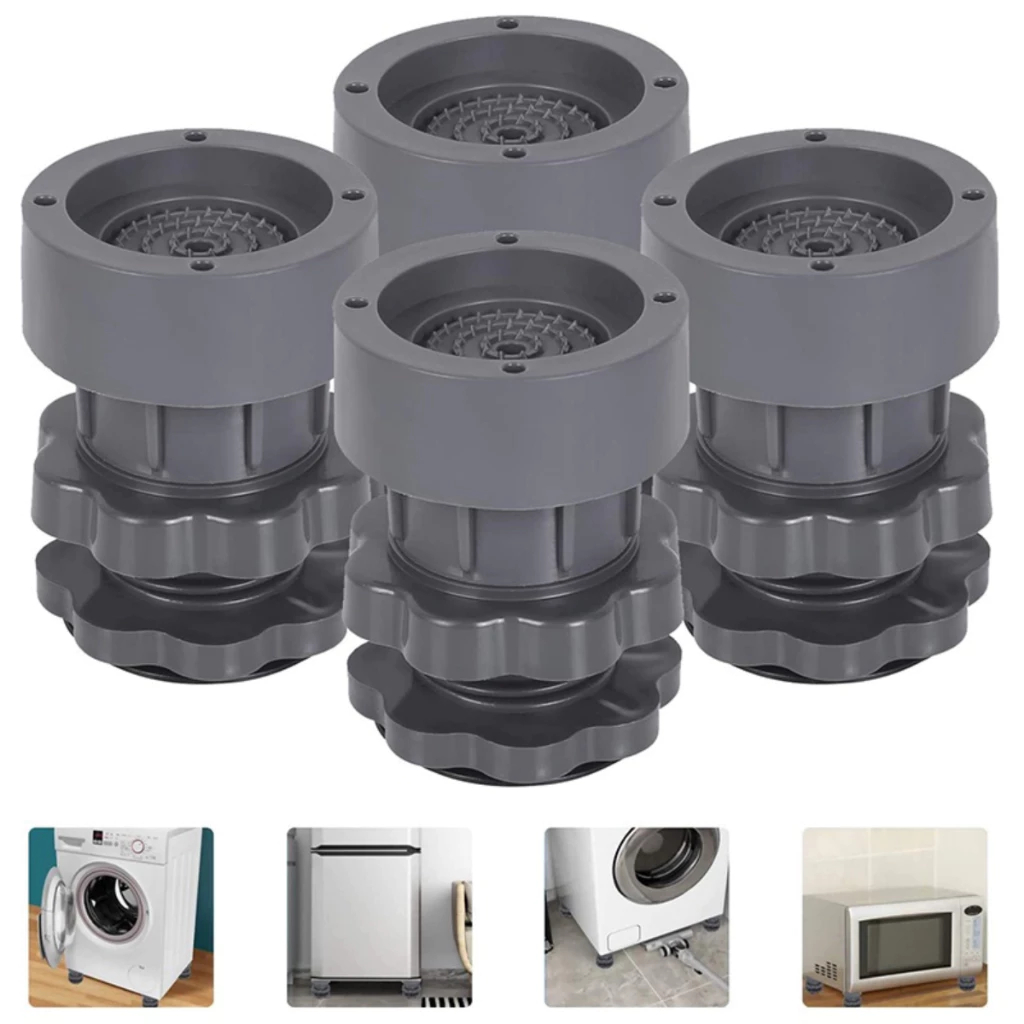 Kit 4/8 Suporte Pé Nivelador Anti-Ruído Ajustável Rosqueável Maquina de Lavar Lava Louças Geladeira