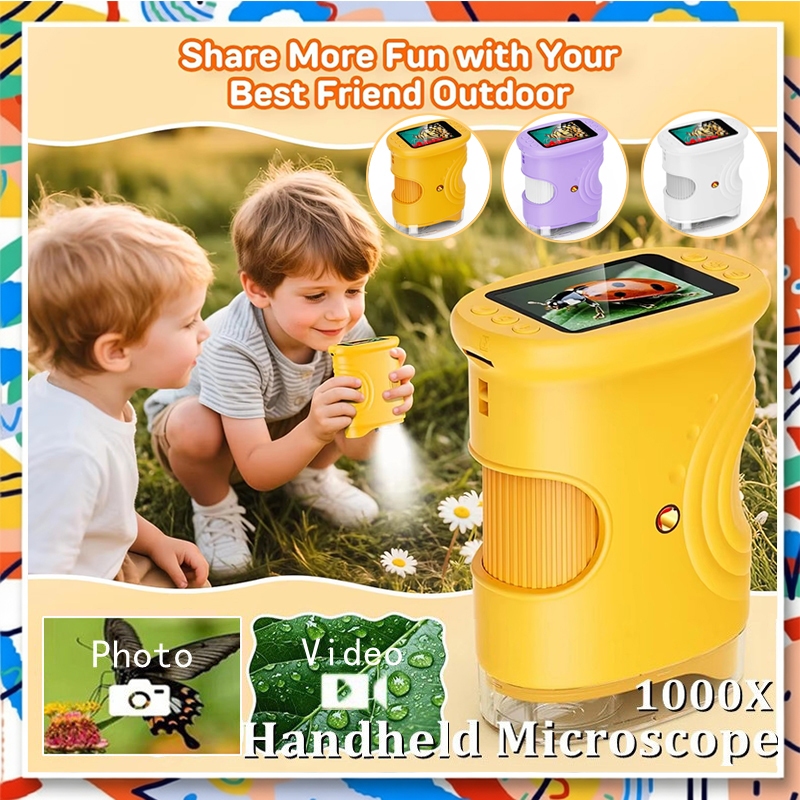 Microscópio Digital Portátil 1000X Para Crianças , Tira Foto E Vídeo , De Bolso Com Tela IPS De 2.0 " , Brinquedos Portá