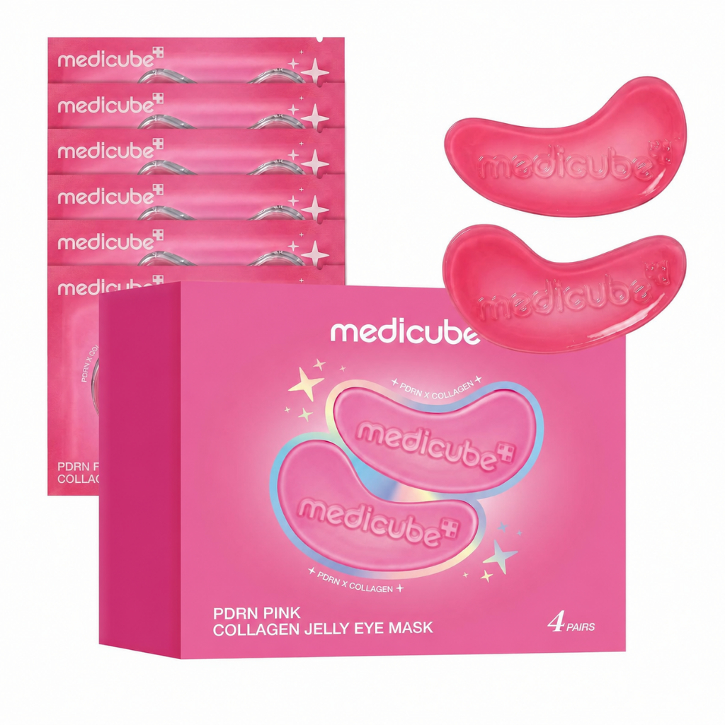 Máscara de Olhos em Gel de Colágeno Rosa PDRN da Medicube |   Patches Oculares de Hidrogel com PDRN, Colágeno, NAD |   R