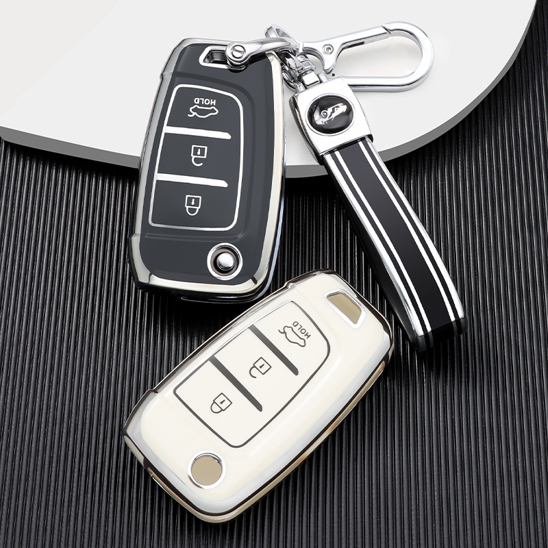 TPU Carro Flip Chave Caso Capa Escudo Para Hyundai I30 Acento Tucson Ix35 Solaris Elantra Kona Celesta Sonata Chaveiro