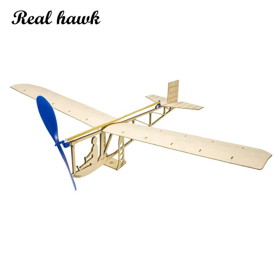 Real Hawk 1920s Modelo De Avião Planador Movido A Borracha Para Crianças DIY Brinquedo De Madeira Balsa