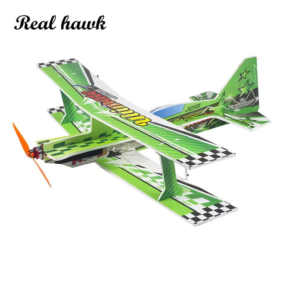 Avião RC Biplano 3D PP 586mm - Kit Montar Leve Uso Interior/Exterior Para Iniciantes Alta Resistência Presente Ideal