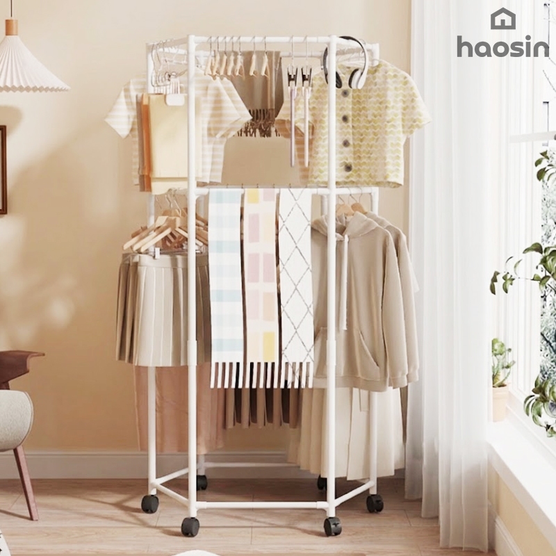 Cabideiro Hexagonal Móvel Com Rodízios, Multifuncional Para Armazenamento De roupas.