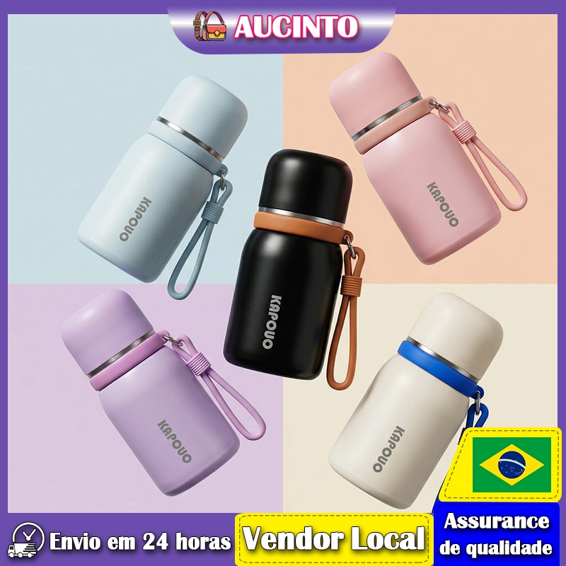 Aucinto copo térmico feminino Mini bolso pequeno portátil 316 copo de água de aço inoxidável com corda copo de água