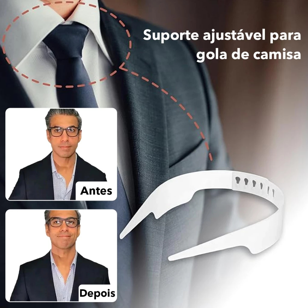 Suporte Ajustável Para Colarinho De Camisa – Modelador Anti-Rolamento | Kit De 1 Par