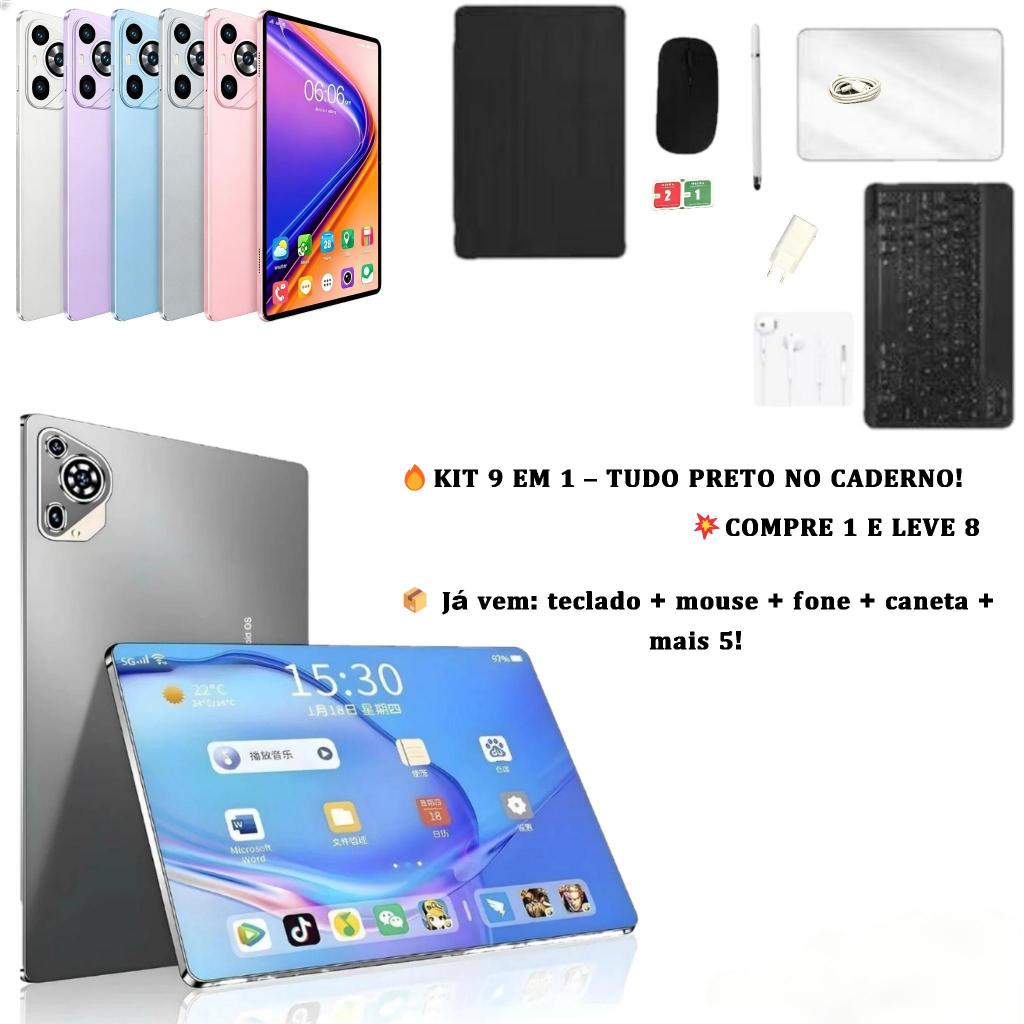 Tablet M101 6GB RAM 128GB Android 10.1" IPS + Capa Teclado Mouse Fone Completo