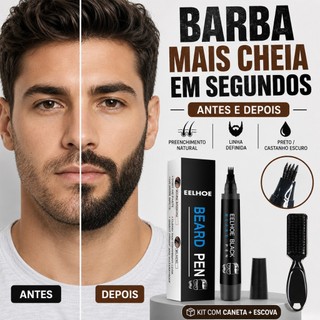 Caneta Preenchedora para Barba - Efeito Fio a Fio, Cobertura de Falhas, Lápis Delineador com Escovinha Inclusa