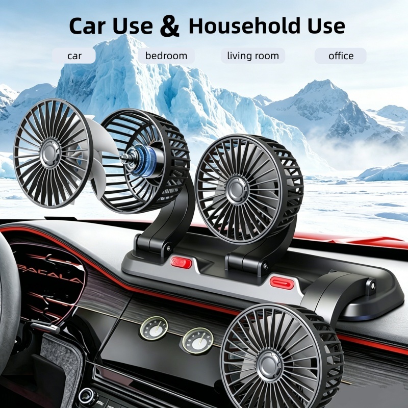 Refrigerador Portátil Para Ventilador De Carro 360 ° Rotação Sem Ruído Ajustável USB 12V 24V De Ar Silencioso Ventilação