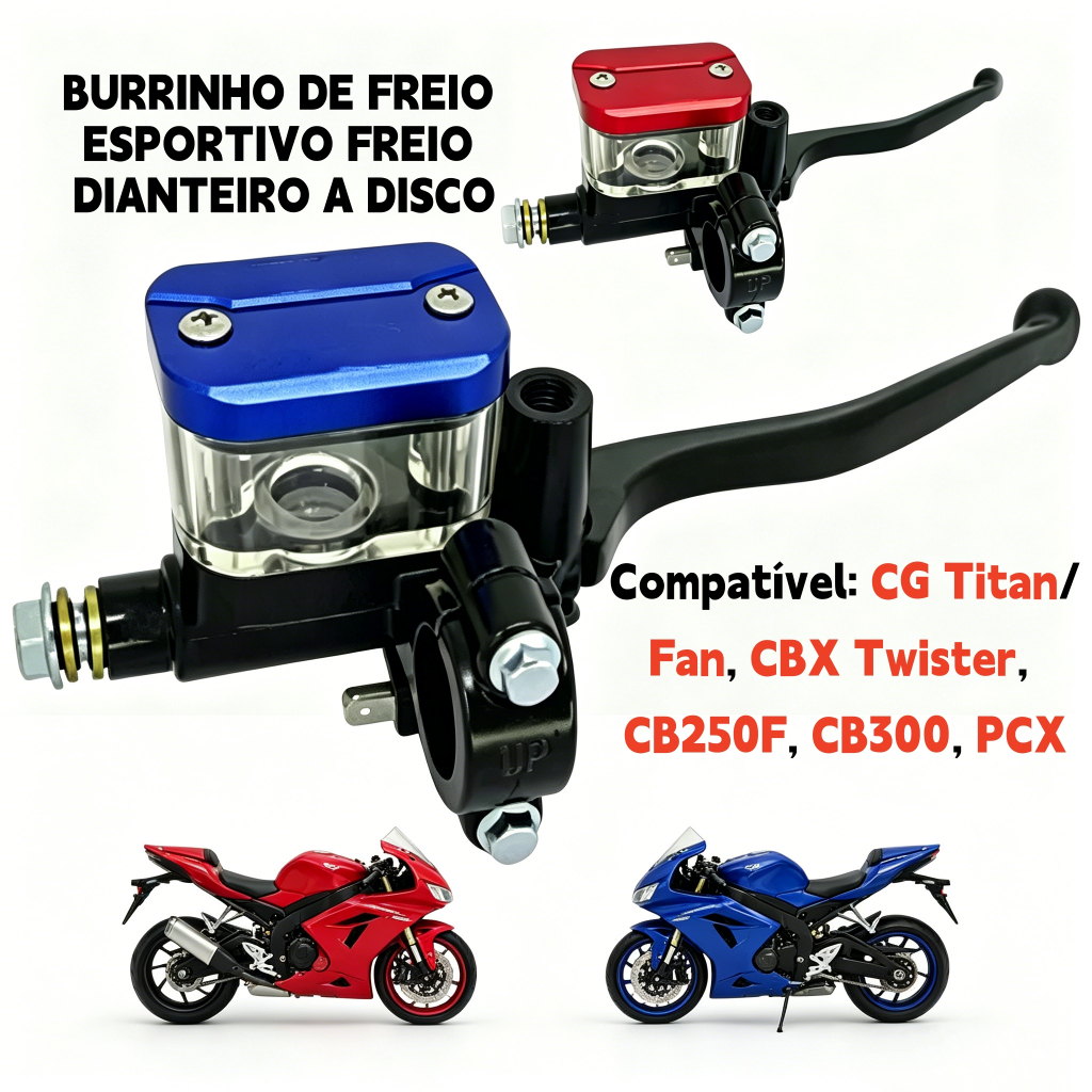 Burrinho De Freio Cilindro Esportivo CgTitan125/150/160 Cb300Xre 300Tornado Falcon Bros Cb300F Cb250 TwisterVermelh/Azul