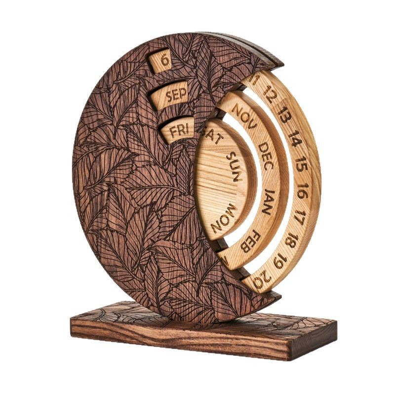 Calendário De Mesa Perpétuo De Madeira