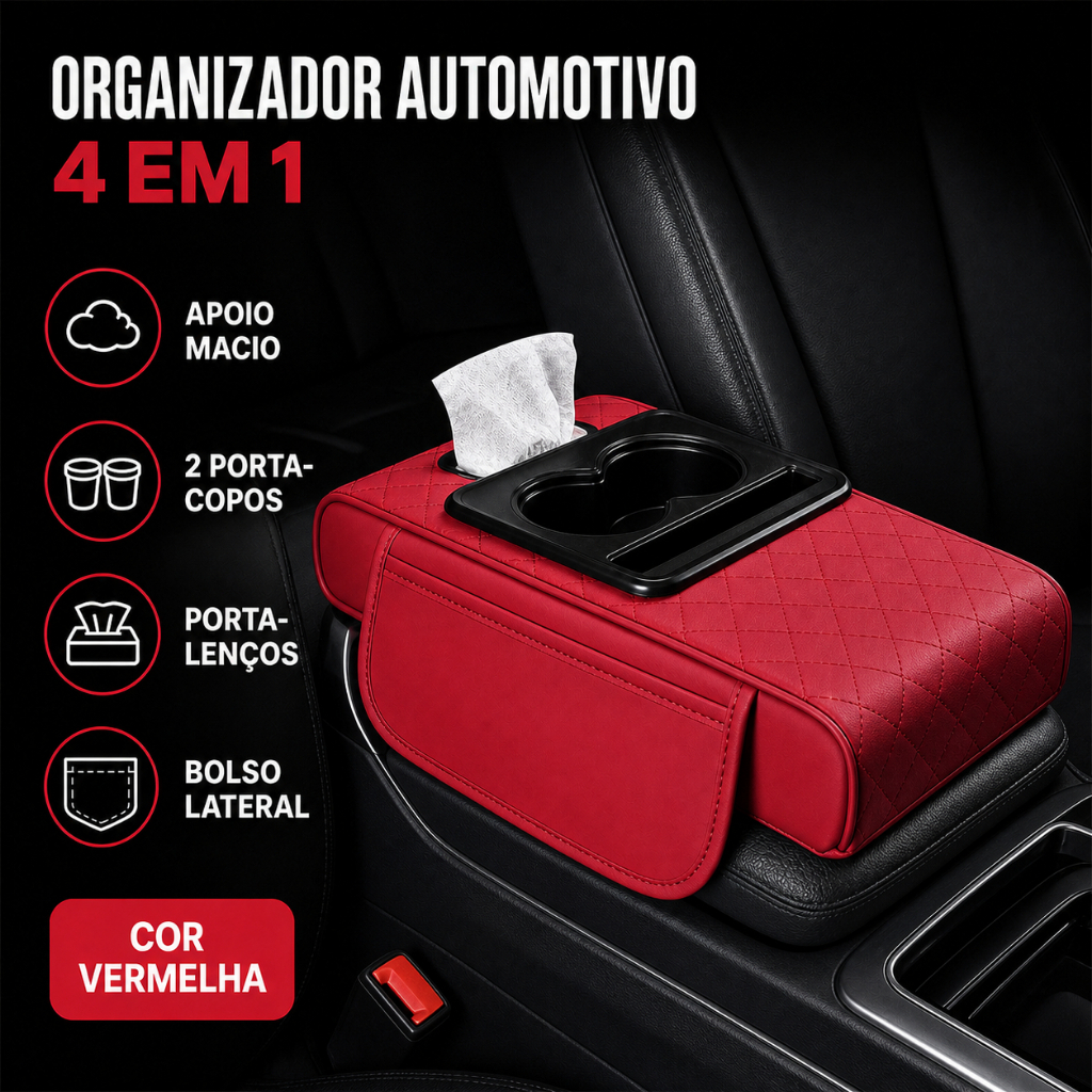 Caixa de apoio de braço do carro almofada de aumento caixa de tecido saco de armazenamento suporte de copo de água integ