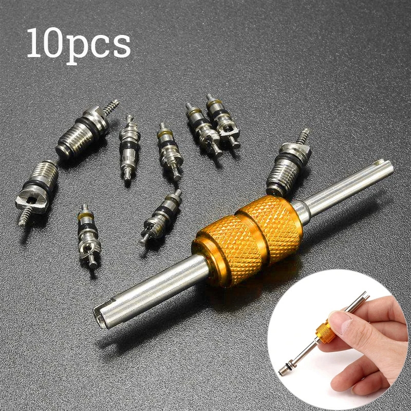 MOSHI 9 Peças R134a Núcleo De Válvula De Ar Condicionado Automotivo + 1 Peça Ferramenta Removedora Para Sistema A/C Shop
