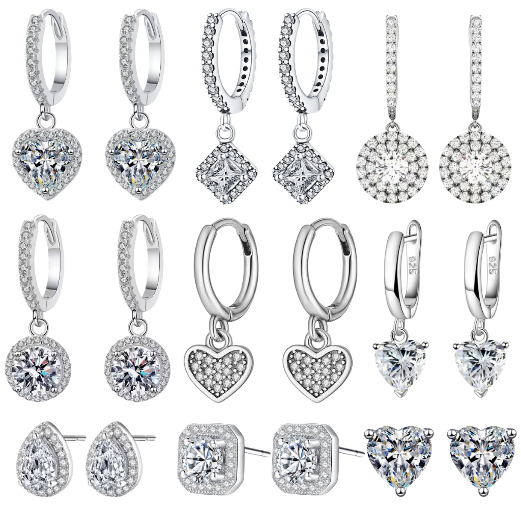 Entrega em 24 horas✅S925 prata diamante brincos moda feminina brilhante diamante brincos presente