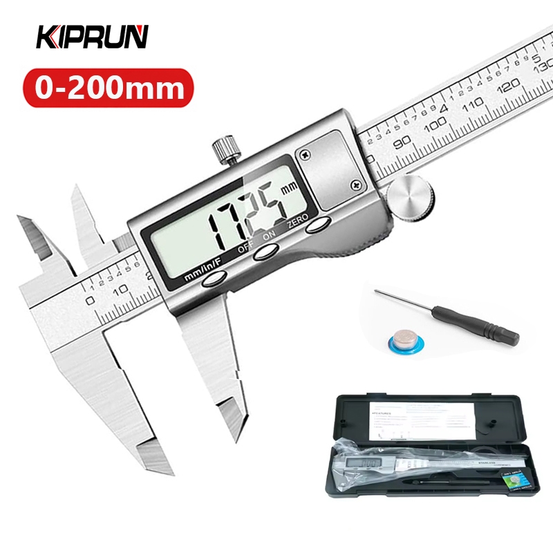 Ferramenta De Medição De Paquímetro Digital KIPRUN 200mm/8 Polegadas , Vernier De Aço Inoxidável , Micrômetro Com Tela L