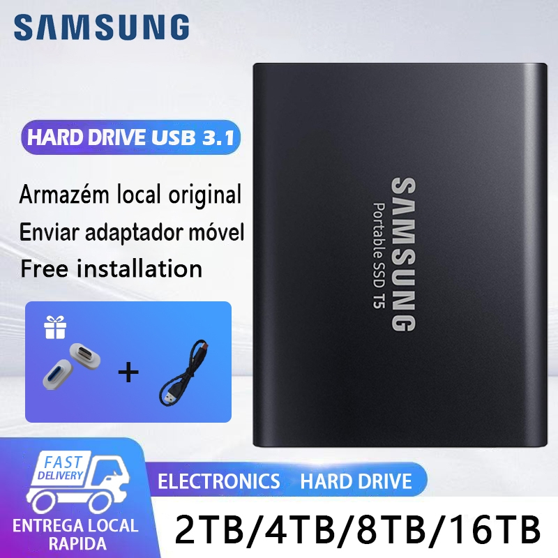 SAMSUNG HD Externo 2 Tb/4/8/16 USB 3.0 Portátil SSD T5 Adaptador Presente Disco