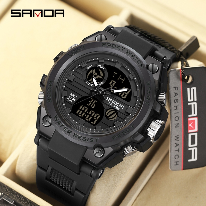 SANDA 739-2 Relógio Masculino Esportes Moda LED Multifuncional