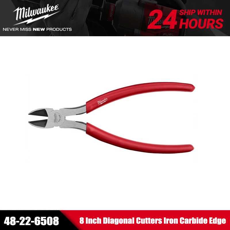 Milwaukee 48-22-6508 Cortadores Diagonais De 8 Polegadas De Fio De Borda De Carboneto De Ferro Até 2X Mais Cortes Alicat
